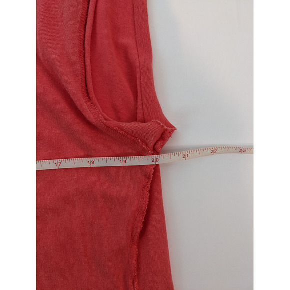 Free People Sleeveless Mini Dress Coral Small Ruffled Distressed Tee Cotton Top - Picture 3 of 7